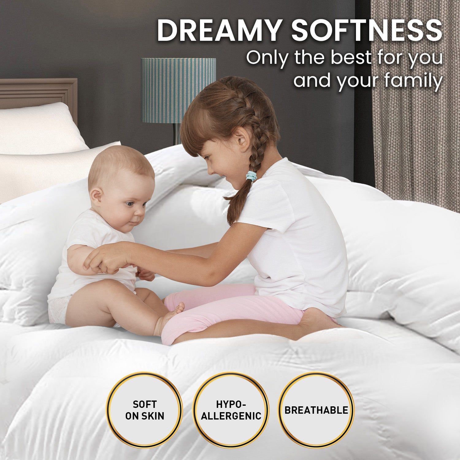 Laura Hill 500GSM Goose Down Feather Comforter in super king size, featuring a luxurious cotton cover and plush goose down filling.
